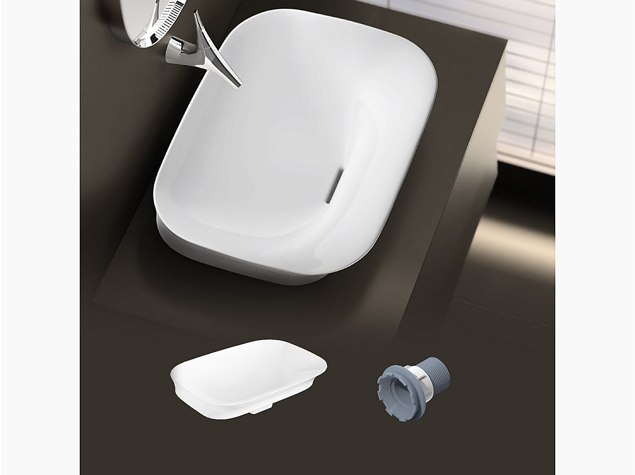 Vive 55.2 cm rectangular wash basin with hidden drain in White colour